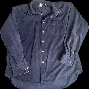 Vintage J. Crew Shirt Mens XL Blue Corduroy Button Up Long Sleeve Pockets